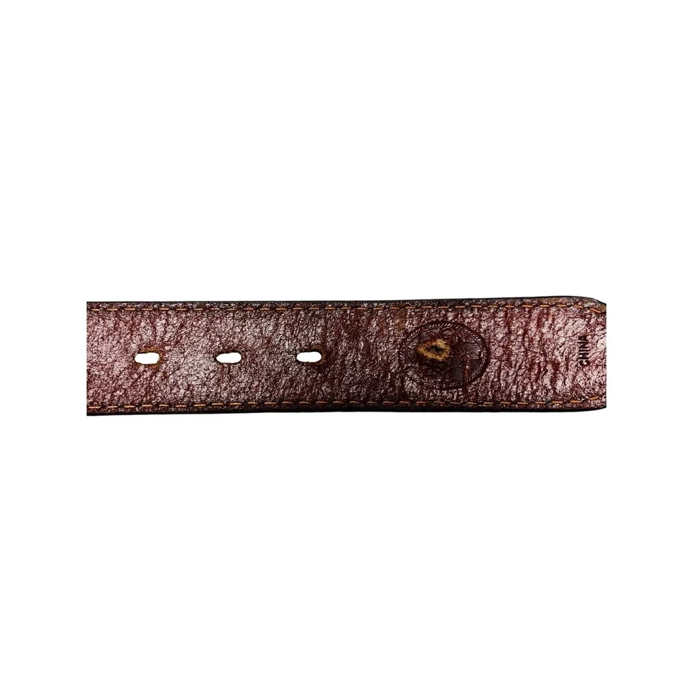 3D Belt Youth 26 Brown Tooled Leather Praying Cowboy Buckle Western Rodeo Faith